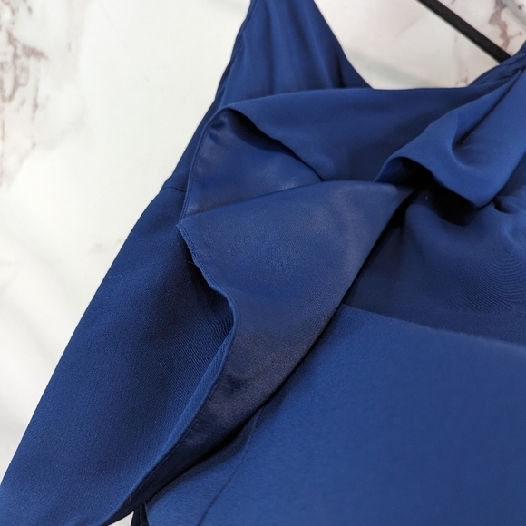 Maje Dress Womens 1 Small Blue One Shoulder Mini Ruffle Assymetric Club Cocktail - Picture 10 of 12